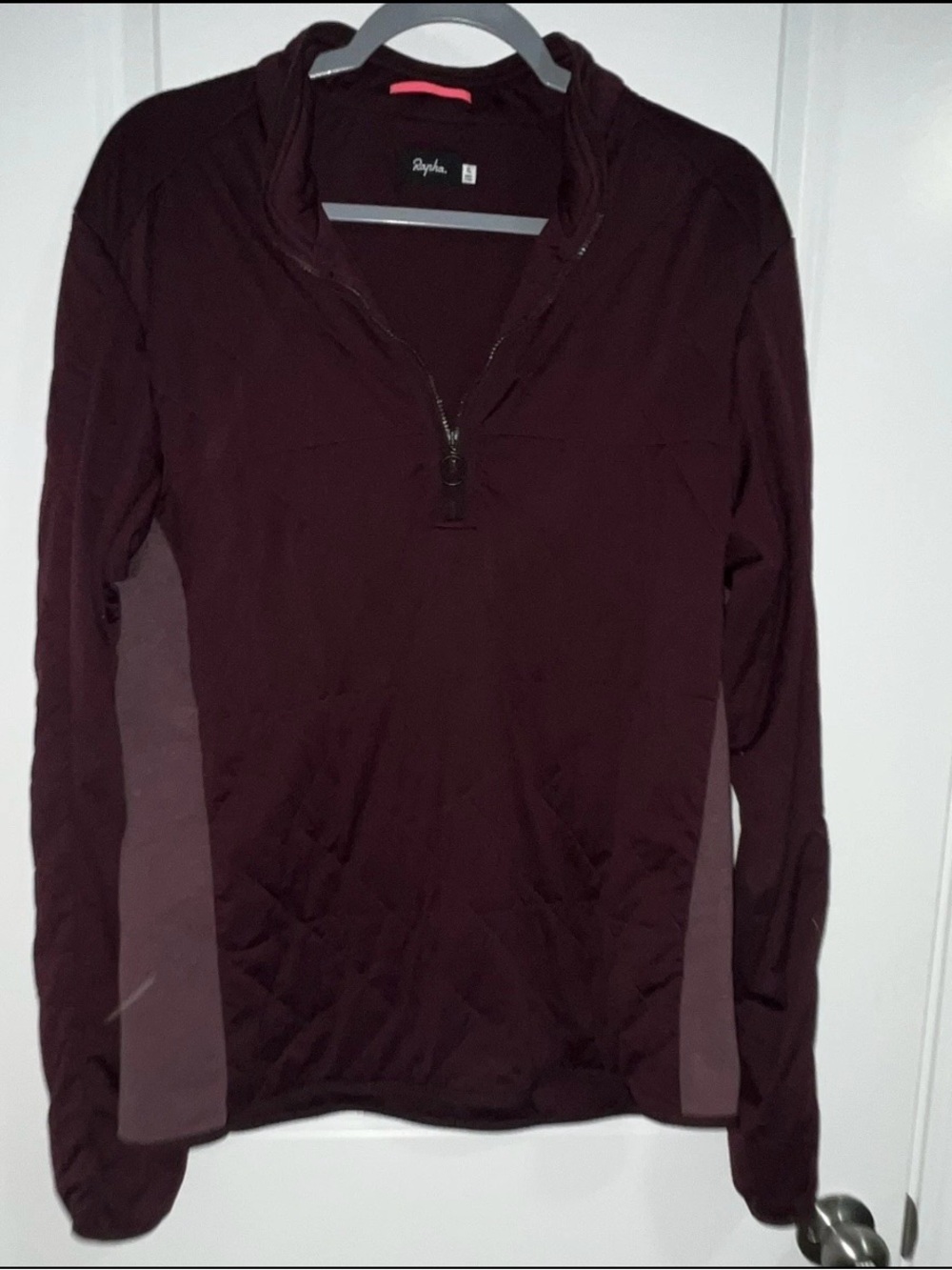 Rapha Women's Burgundy Half-Zip Crew with Contrast Side Panels